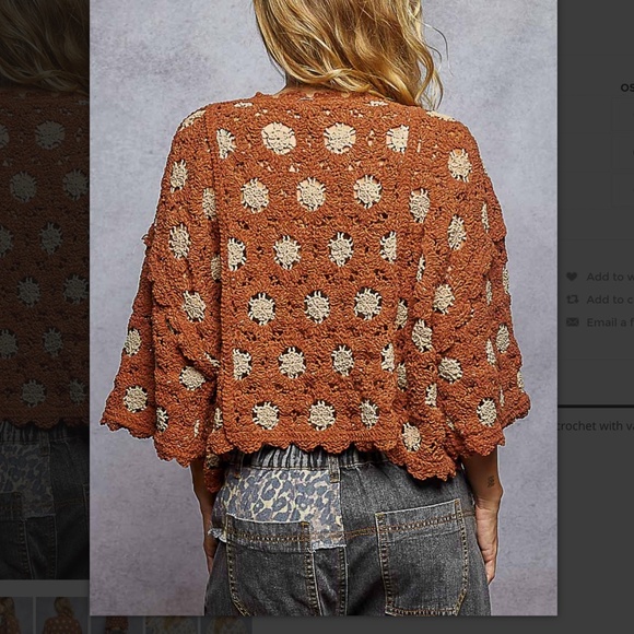 POL “ BARRETT 2 “ POL CHENILLE Crochet Knit Sweater Lightweight 44 - Picture 3 of 5